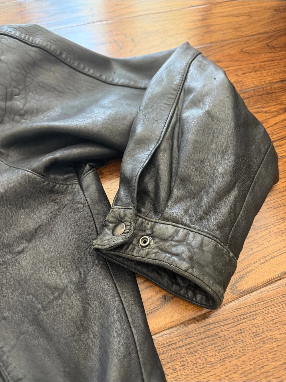 Alfani Black Leather Bomber Jacket with Snap Collar